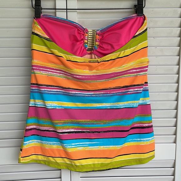 Anne Cole Strapless Tankini Top in Neon Colors SZ L - Picture 4 of 9